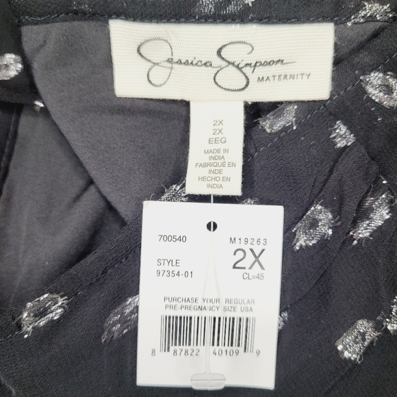 Jessica Simpson Dress Women's Size 2X Maternity Black Dots Flounce Party Event - Picture 3 of 10